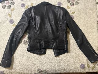 Chaqueta Piel Zara Negra Mujer