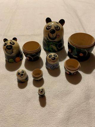 Matrioske Panda in Legno - Set 7 Pezzi