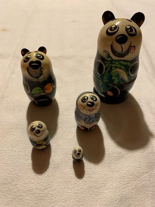Matrioske Panda in Legno - Set 7 Pezzi