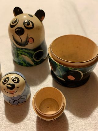 Matrioske Panda in Legno - Set 7 Pezzi