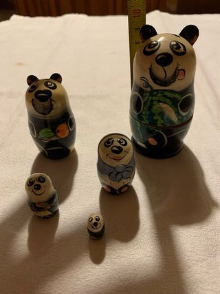 Matrioske Panda in Legno - Set 7 Pezzi
