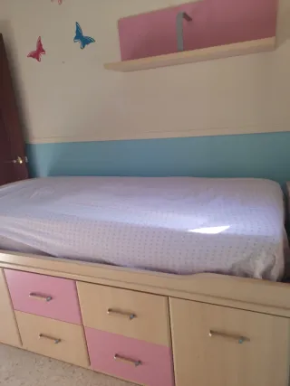 Cama 100x190 con 4 cajones y 2 puertas