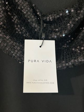 Vestido Pura Vida Negro Largo Brillos