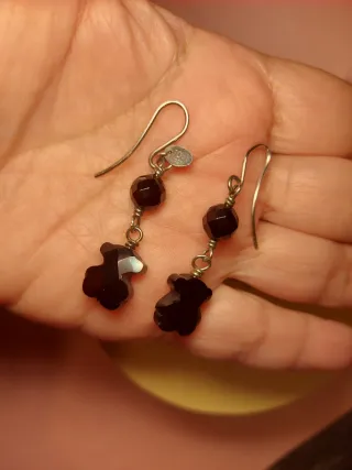 Pendientes Tous Oso Onix Plata