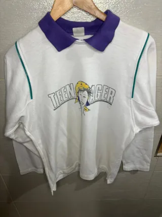 Felpa con stampa Teenager e colletto