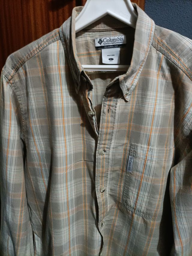 Camisa Columbia Tamanho L Xadrez Bege Laranja