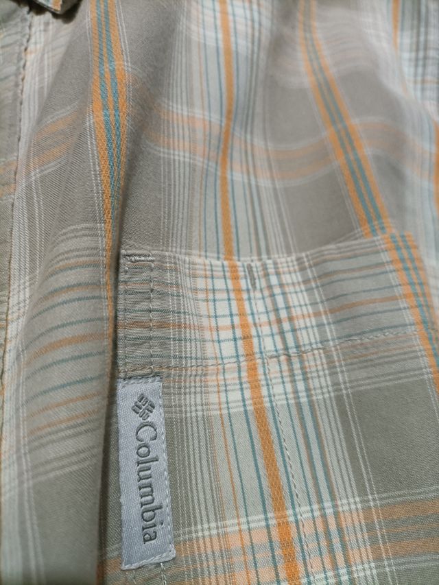 Camisa Columbia Tamanho L Xadrez Bege Laranja