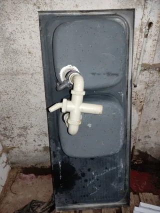 Fregadero doble seno de metal