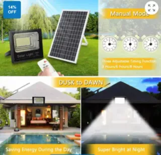 Faretto LED Solare 200W + Telecomando + Pannello