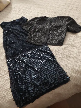 Lote Vestido y Bolero Negro/Azul