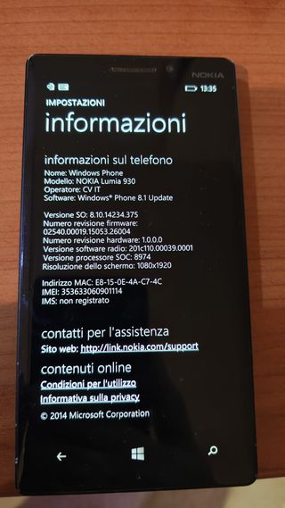 Nokia Lumia 930 Nero Funzionante