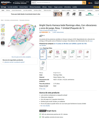 Hamaca Bebé Bright Starts Flamingo Vibes