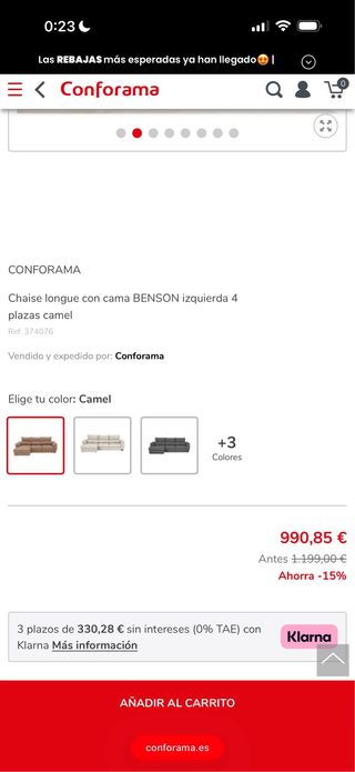 Sofá Chaise Longue Cama Izquierda 3 Plazas