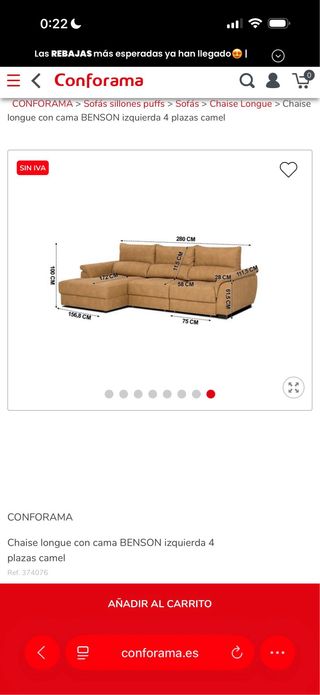 Sofá Chaise Longue Cama Izquierda 3 Plazas