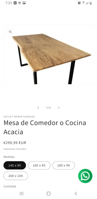 Mesa Comedor Acacia Outlet Remar