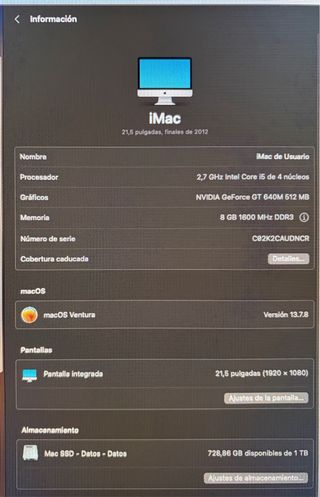 Imac 21,5 2012