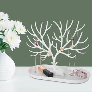 Suporte Jóias Árvore Cervo Branco