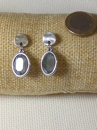 Pendientes Plata y Swarovski Gris