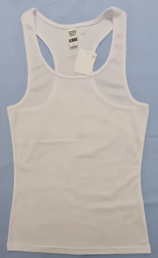 Camiseta blanca con tirantes, Roly, talla S