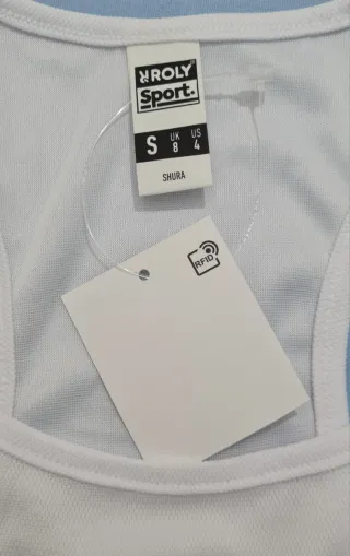 Camiseta blanca con tirantes, Roly, talla S