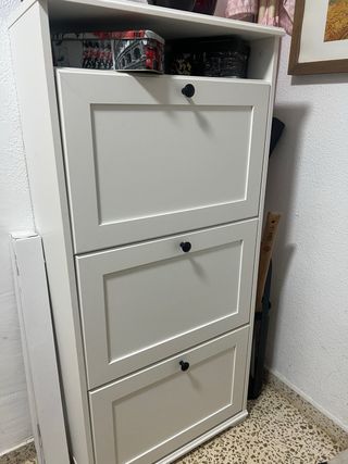 Zapatero blanco 3 puertas madera