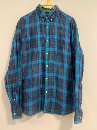 【Massimo Dutti】Camisa de cuadros azul y verde - L