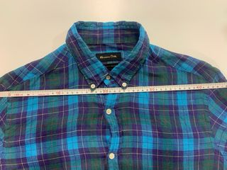 【Massimo Dutti】Camisa de cuadros azul y verde - L