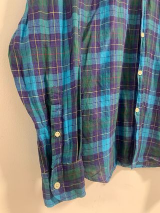 【Massimo Dutti】Camisa de cuadros azul y verde - L