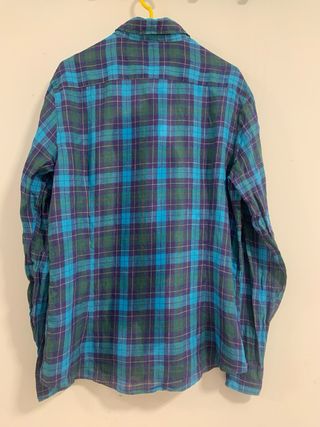 【Massimo Dutti】Camisa de cuadros azul y verde - L