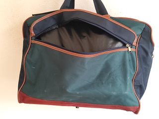 Bolsa de viaje Anucci vintage verde y marrón