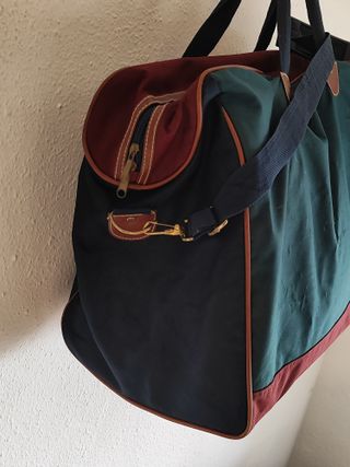 Bolsa de viaje Anucci vintage verde y marrón