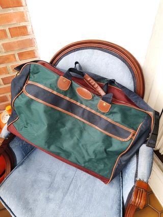 Bolsa de viaje Anucci vintage verde y marrón