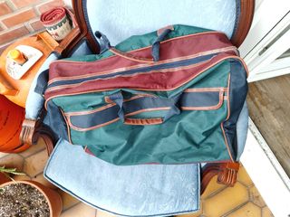 Bolsa de viaje Anucci vintage verde y marrón