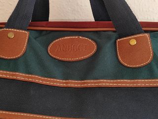 Bolsa de viaje Anucci vintage verde y marrón