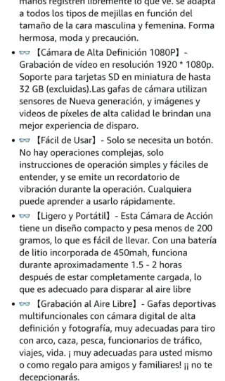 Gafas de Sol con Cámara Negra