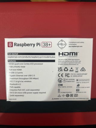 Raspberry Pi 3B+ 1GB, nueva.