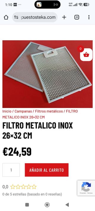 2 Filtros Campana Extractora Cocina 26x32 TEKA