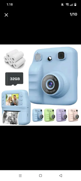 Cámara de fotos instantánea azul y rosa