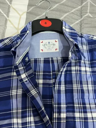 Camisa de cuadros Cortefiel azul y blanca