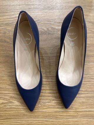 Décolleté blu n.35 vera pelle Clizia