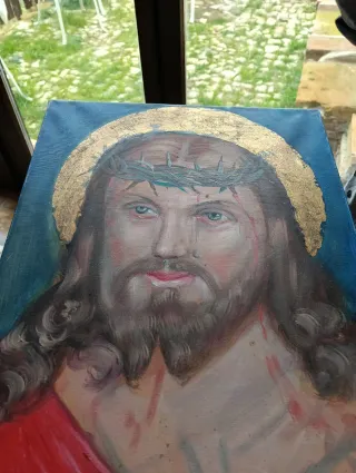 Quadro olio su tela Cristo, Ecce homo, spine