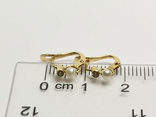 Pendientes Oro Niña Perla y Circonita 0.7gr