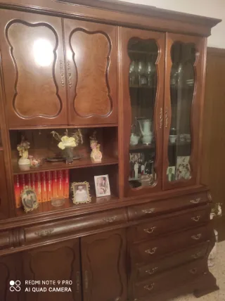 Mueble Antiguo Madera y Cristal