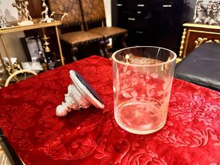 Frasco tarro antiguo de cristal tapa de madera