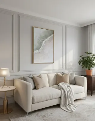 Cuadro decorativo beige y verde sklum, cave home