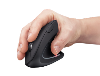 Trust Verto Mouse Verticale, Mouse Ergonomico Wireless 800/1200/1600 dpi, 2.4GHz, Ricevitore USB, Illuminato, per PC, Computer, Laptop, Desktop, Mac, Batterie Incluse - Nero