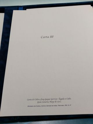 Facsímil “Cartas Autógrafas de Cristobal Colón en el Archivo General de Indias”