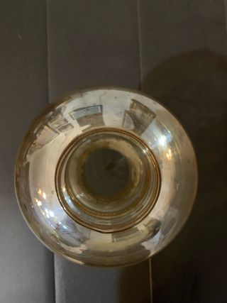 Paralume in vetro oro con pois bianchi