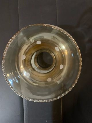 Paralume in vetro oro con pois bianchi