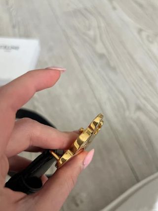 Cinturón Celine Negro Hebilla Dorada Triomphe